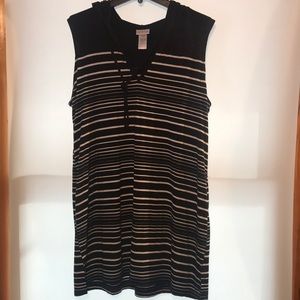 Striped sleeveless hooded top L